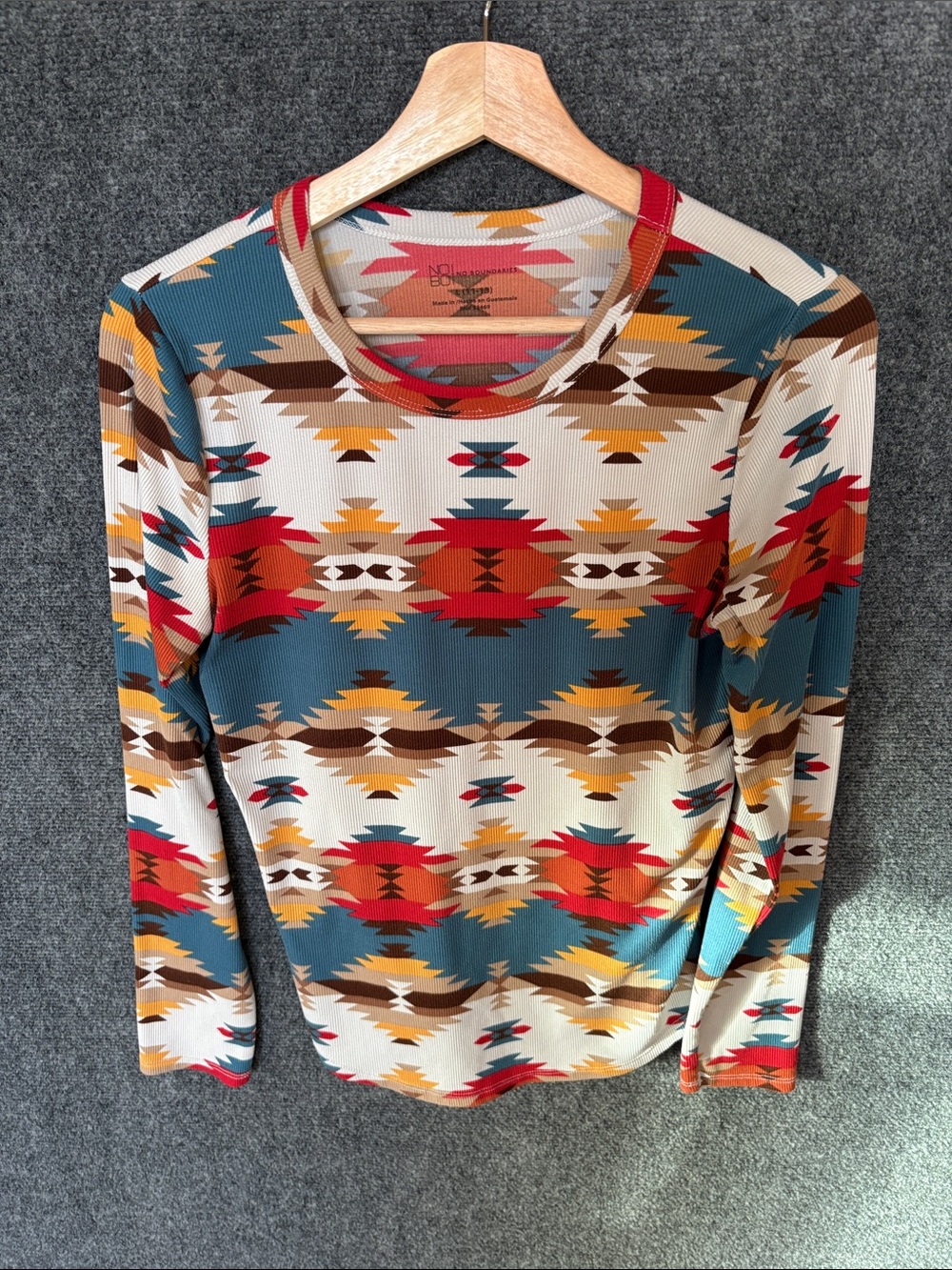 Juniors No Boundaries Aztec Print Long Sleeve Top - Aztec Print